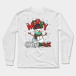 Merry Christmask 2020 - Snowman Wearing Mask Funny Long Sleeve T-Shirt